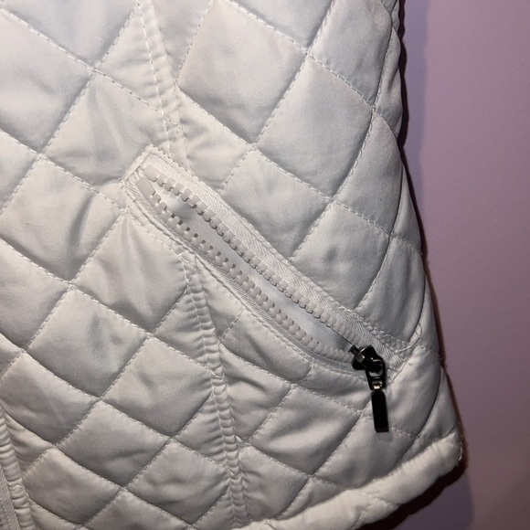 Laura‎ Scott Women Quilted Vest White Full Zip Stand Collar Pockets Sleeveless M - Picture 5 of 7